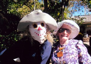 As 'Icky' the scarecrow with fiddle maker Violet Hensley